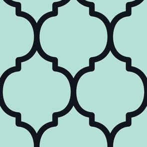 Extra Large Moroccan Tile Pattern - Pastel Mint and Midnight Black