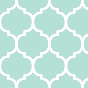 Large Moroccan Tile Pattern - Pastel Mint and White