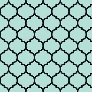 Moroccan Tile Pattern - Pastel Mint and Midnight Black