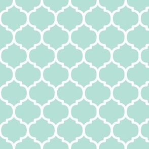 Moroccan Tile Pattern - Pastel Mint and White