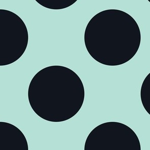 Large Polka Dot Pattern - Pastel Mint and Midnight Black