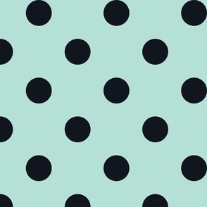 Big Polka Dot Pattern - Pastel Mint and Midnight Black