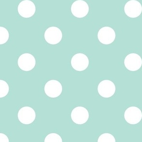 Big Polka Dot Pattern - Pastel Mint and White