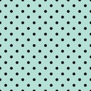 Small Polka Dot Pattern - Pastel Mint and Midnight Black