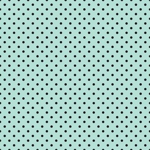 Tiny Polka Dot Pattern - Pastel Mint and Midnight Black