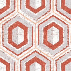 Textured Cassandra Hexagon - Amber Sand Large Scale