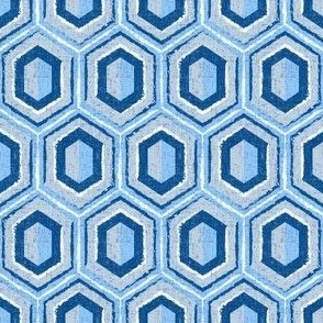 Textured Cassandra Hexagon - Calm Blue