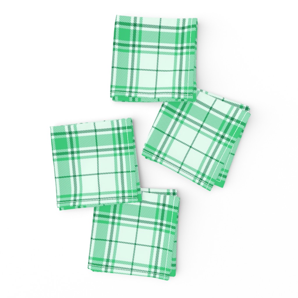 Tartan Plaid - Light Mint to Dark Forest Ombre