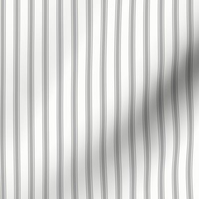 Medium Gray Ticking Stripe: Gray & White Classic Stripe