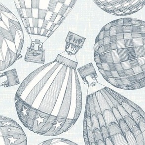 hot air balloons ditsy slate blue