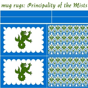 mug rugs: Principality of the Mists (SCA)