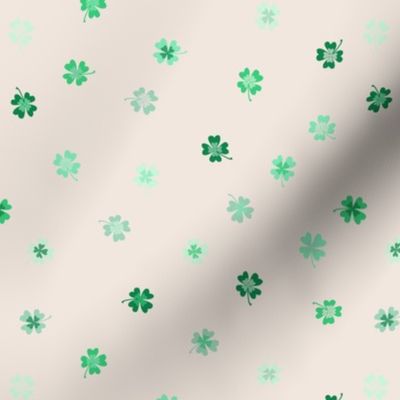 Lucky Clovers Shamrocks - Dark to Bright Green Ombre on Off White Cement