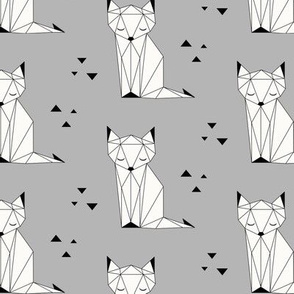Sleepy Fox - Gray Background