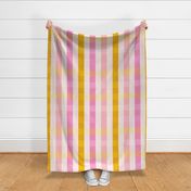 gingham stripe pink mustard large