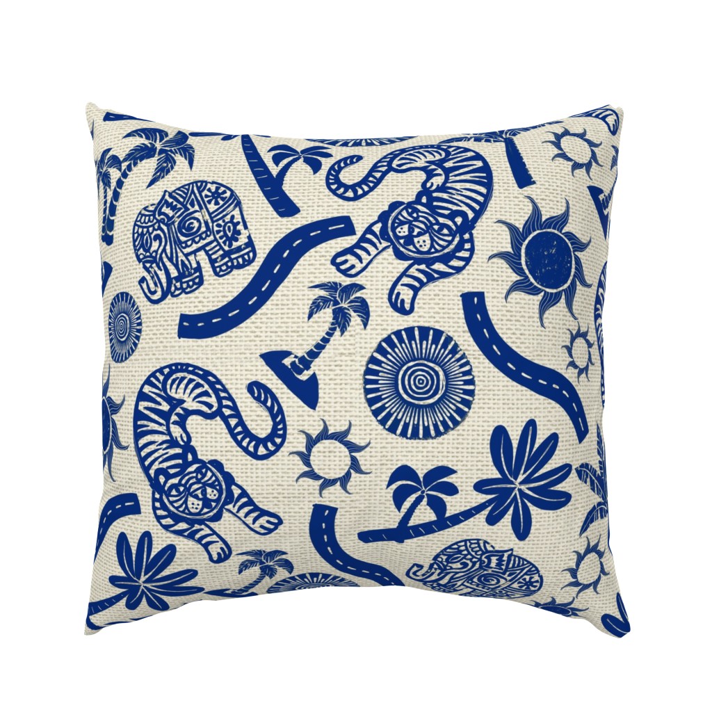 India Adventure Block Print - Nursery Blue