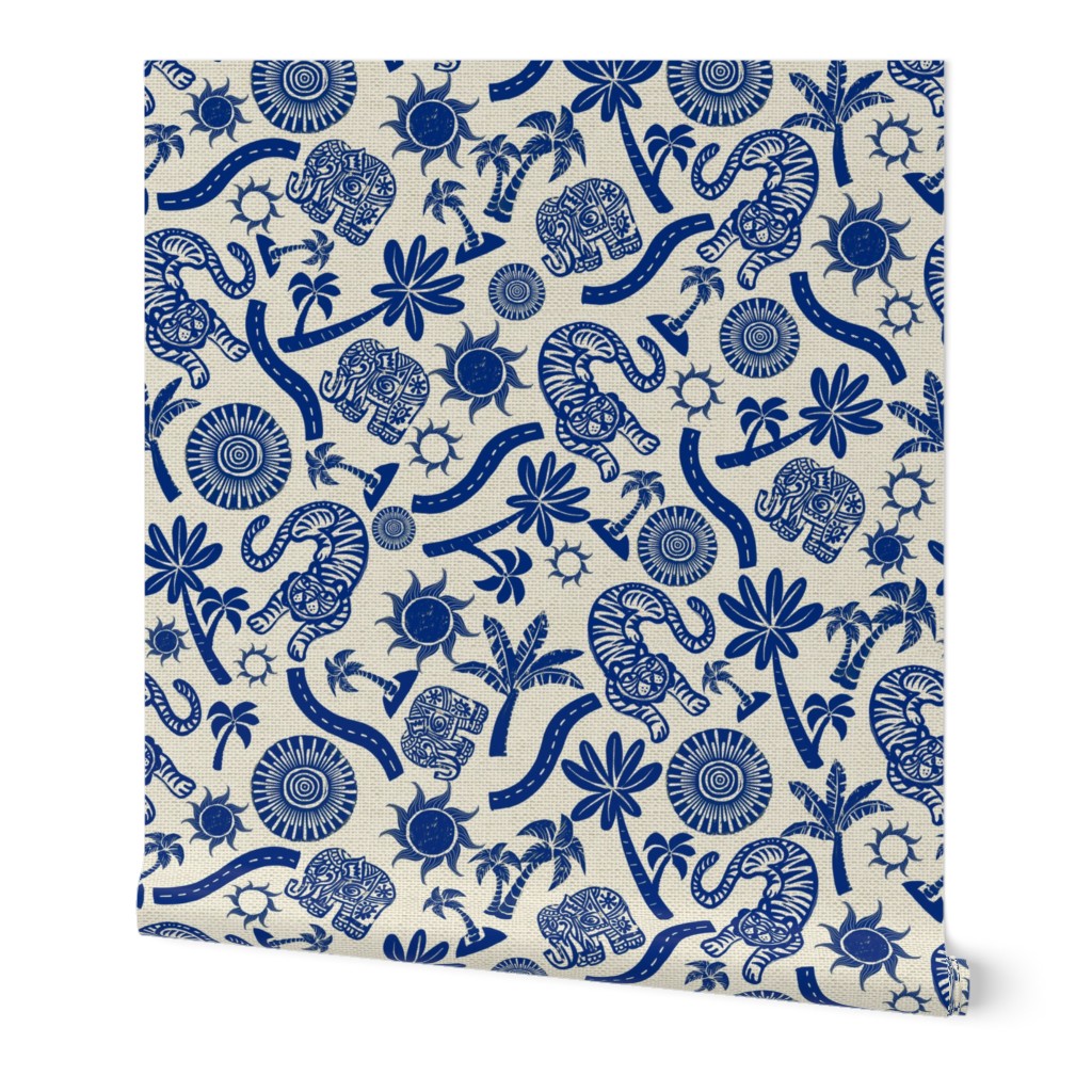 India Adventure Block Print - Nursery Blue