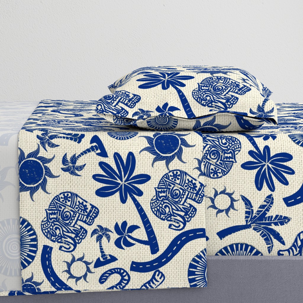 India Adventure Block Print - Nursery Blue