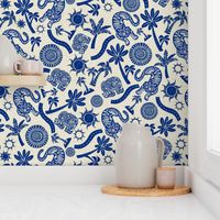 India Adventure Block Print - Nursery Blue