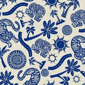 India Adventure Block Print - Blue