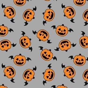 Pumpkin Bat Orange on Gray