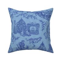 Christmas Toile in Blue Background