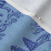 Christmas Toile in Blue Background