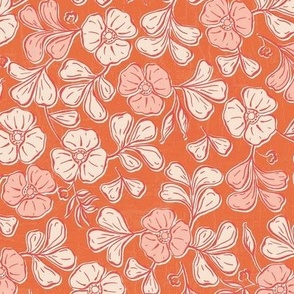 Blockprint flowers orange-nanditasingh