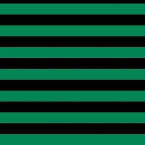 Horizontal Awning Stripe Pattern - Shamrock Green and Black