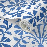 Pre-Raphaelite Floral Blue and White