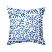 Pre-Raphaelite Floral Blue and White