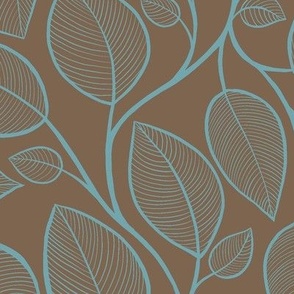 leaves on brown background