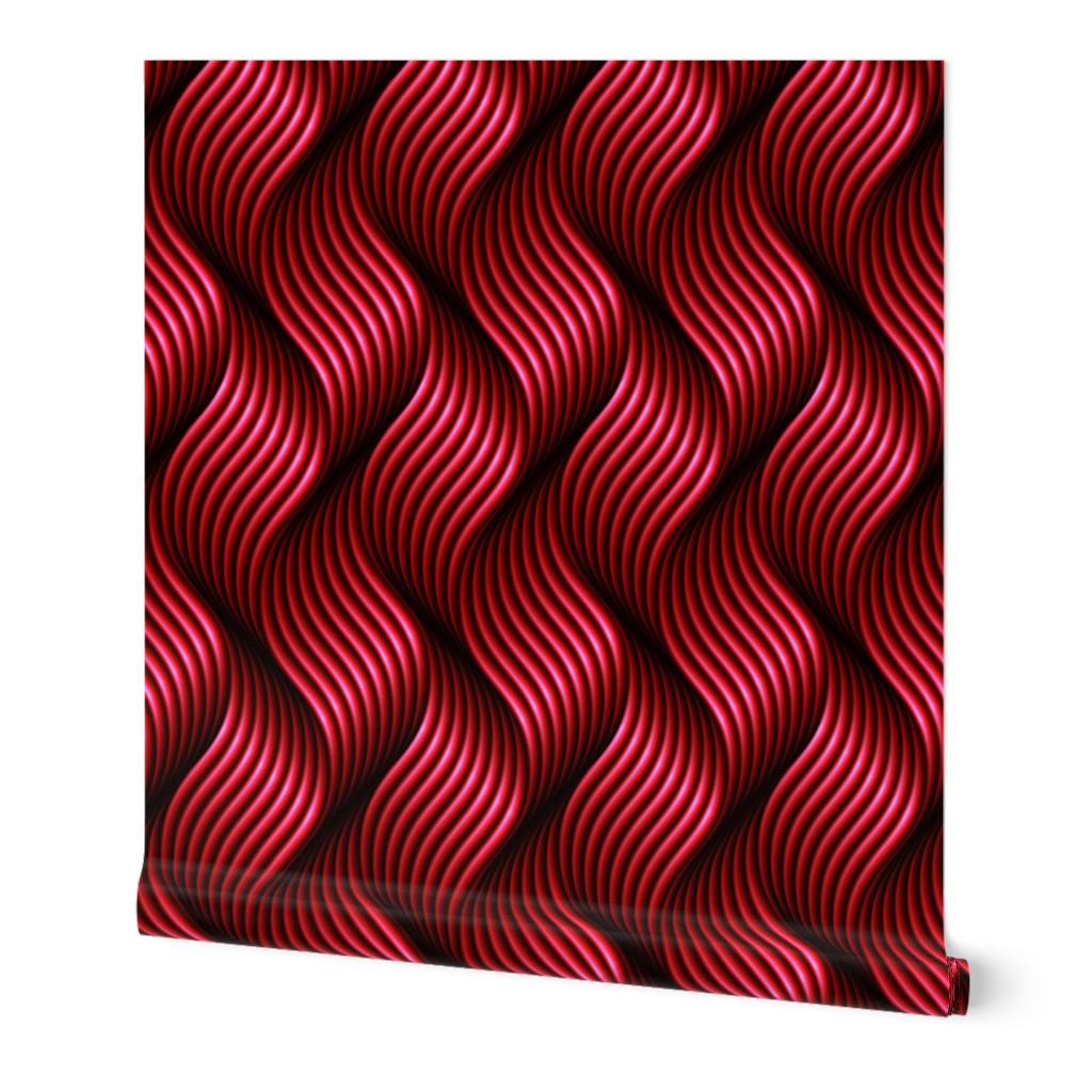 3D tech twisted electric red ribbons