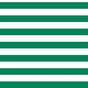 Horizontal Awning Stripe Pattern - Shamrock Green and White