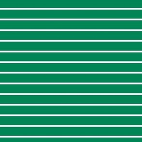 Horizontal Pin Stripe Pattern - Shamrock Green and White
