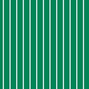 Vertical Pin Stripe Pattern - Shamrock Green and White