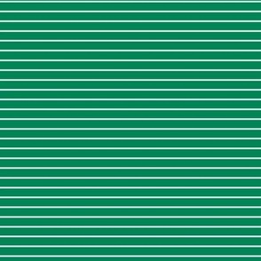 Small Horizontal Pin Stripe Pattern - Shamrock Green and White