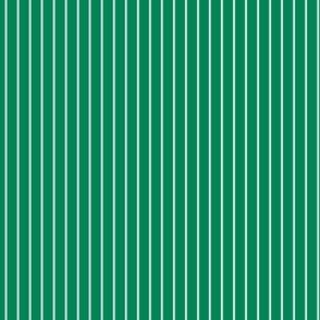 Small Horizontal Pin Stripe Pattern - Shamrock Green and White