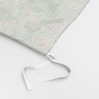 large 'paper cut' pastel strawberry damask - large scale