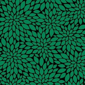 Dahlia Blossom Pattern - Shamrock Green and Black