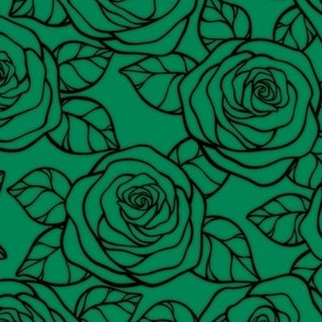 Rose Cutout Pattern - Shamrock Green and Black