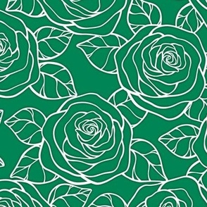 Rose Cutout Pattern - Shamrock Green and White
