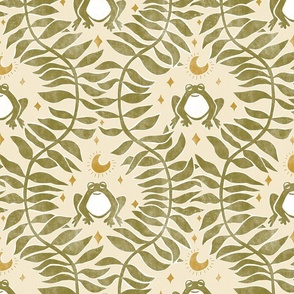 Froggie Ogee - large - moss green, cream, and gold