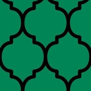 Extra Large Moroccan Tile Pattern - Shamrock Green and Black