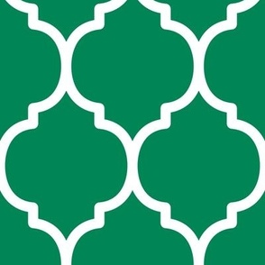 Extra Large Moroccan Tile Pattern - Shamrock Green and White