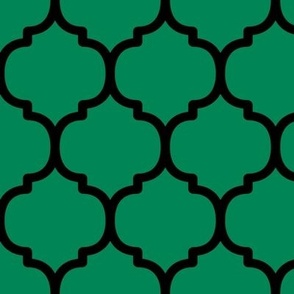 Large Moroccan Tile Pattern - Shamrock Green and Black