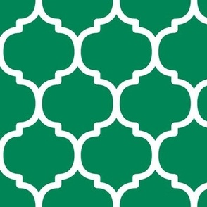 Large Moroccan Tile Pattern - Shamrock Green and White