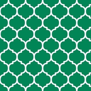 Moroccan Tile Pattern - Shamrock Green and White