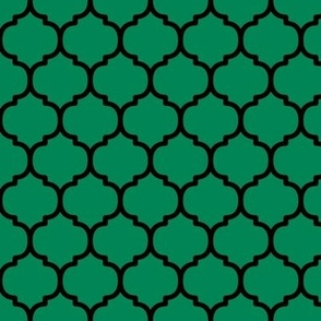 Moroccan Tile Pattern - Shamrock Green and Black