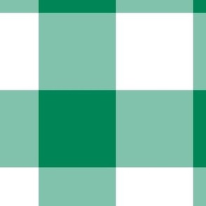 Extra Jumbo Gingham Pattern - Shamrock Green and White
