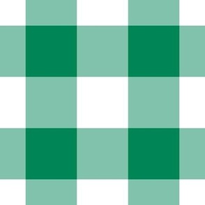 Jumbo Gingham Pattern - Shamrock Green and White